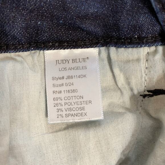 Judy Blue Boyfriend Fit Jeans Dark Wash Stretchy Distressed JB8114DK Women's 0 - Picture 9 of 10